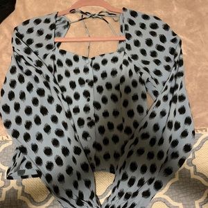 & other stories blue polka dot blouse